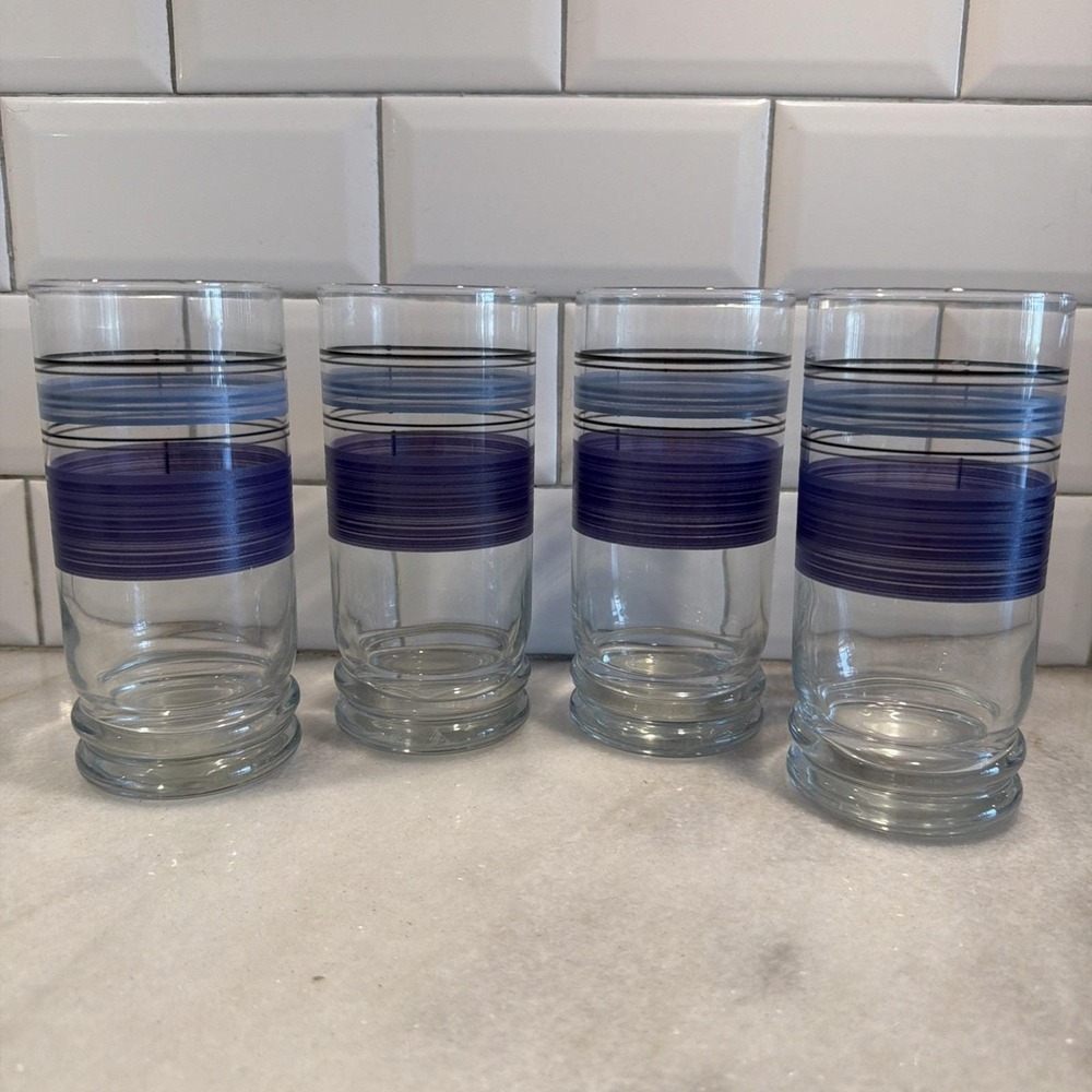 Set Of 4 Vintage Libbey Plaftzgraff Rio 16oz Tea/water Glasses GW994